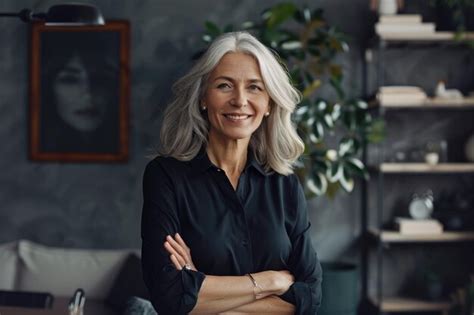Confident Mature Woman In Home Office Business Leader Portrait