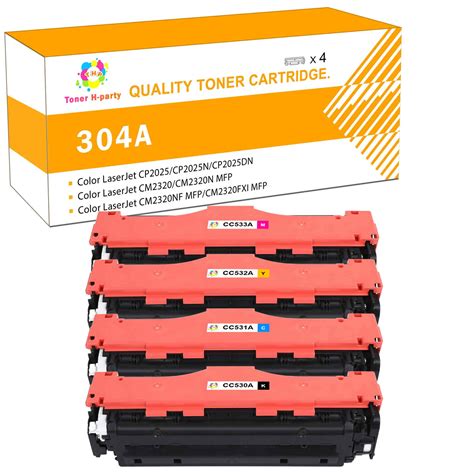 Toner H Party 4 Pack Compatible 304a Toner Cartridge For Hp Cc530a Color Laserjet Cp2025 Cp2025n