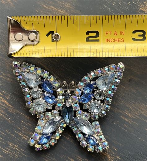 Weiss Signed Blue Butterfly Brooch Gem