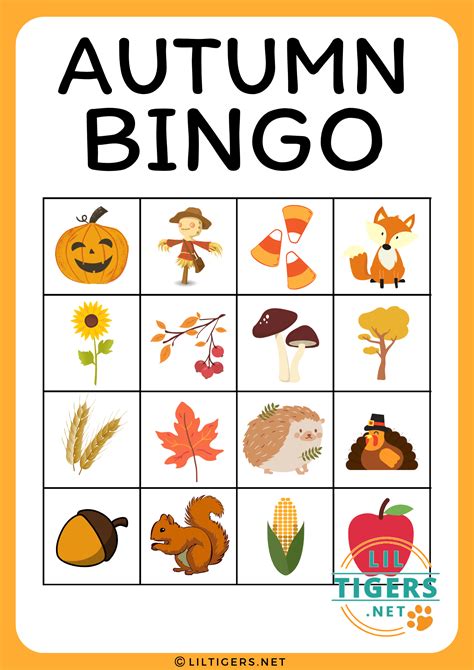 Free Printable Fall Bingo For Kids - Lil Tigers