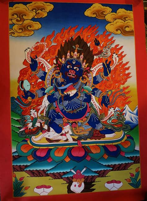 Tibetan Warthful Deity Lord Yamantaka Thangka Natural Color Etsy