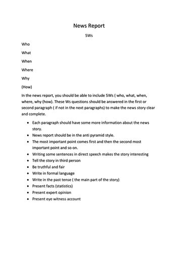 Writing News Report | Teaching Resources