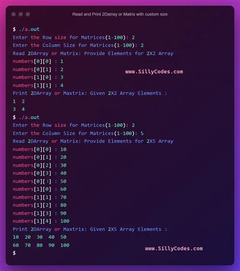 Program To Read And Print D Array In C Language Sillycodes