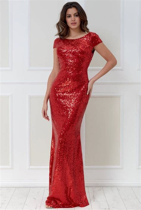 Open Back Sequin Maxi Dress Red Goddiva Red Dress Maxi Dress