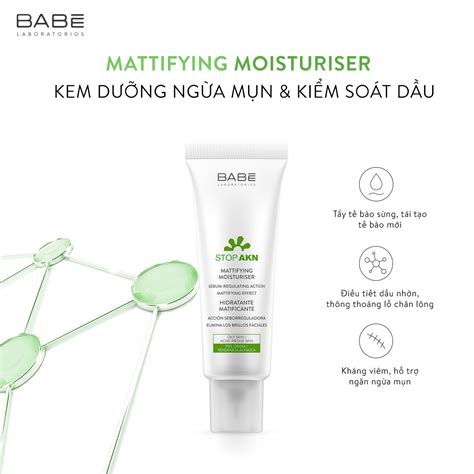 Kem dưỡng ẩm trị mụn BABE Stop AKN Mattifying Moisturiser