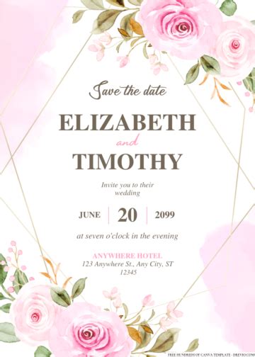 FREE PDF Invitation Watercolor Rose Flower Wedding Invitations