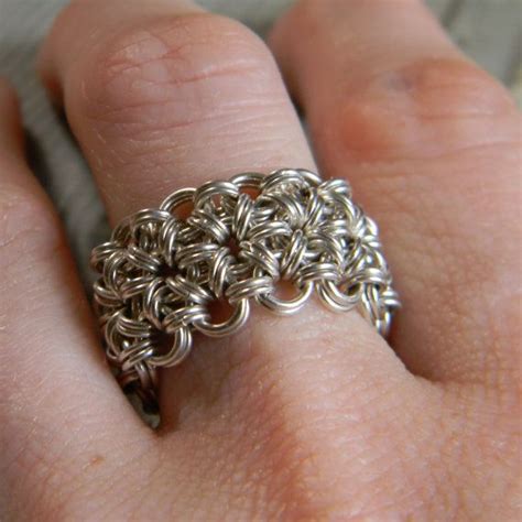 Chainmaille Finger Ring Sterling Silver Jumprings от Dearange