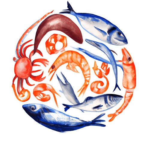 Watercolor Seafood Circle Creative Fabrica