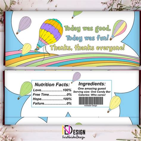 EDITABLE Hot Air Balloon Thank You Tag Rainbow Favor Tag Etsy