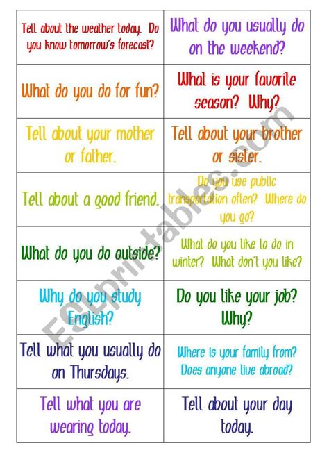 16 Easy Speaking Tasks ESL Worksheet By Cornerstone UA