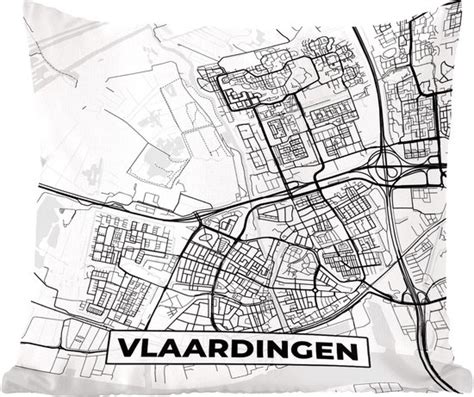 Sierkussen Kaart Vlaardingen Zwart En Wit Cm X Cm Bol