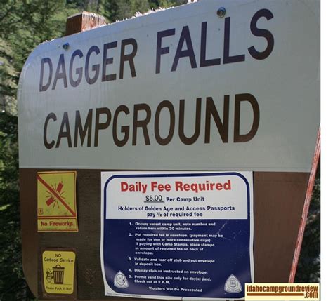 Dagger Falls Campground Signs And Info Images And Descriptions