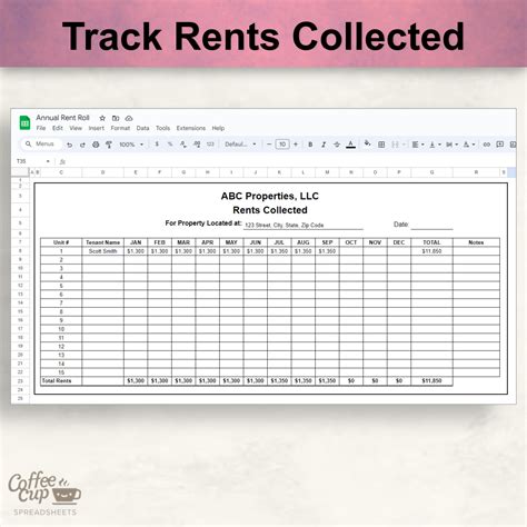 Rent Roll Excel Template and Google Sheet | Rent Collection Tracker