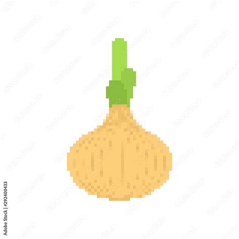 Onion Pixel Art Isolated 8 Bit Vegetable Vector Illustration Stock