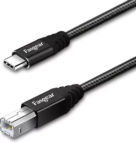 Cable De Impresora Usb C A Usb B Negro Trenzado 1 8m