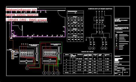 Telekomünikasyon için elektrik sistemi tasarımı dwg projesi Autocad