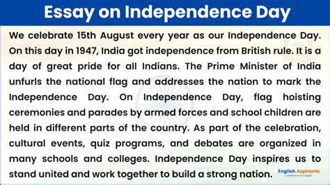 Essay On Independence Day [100 120 150 200 250 Words]