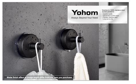 Yohom Suction Cup Hooks Shower Towel Holder Stainless Steel Vacuum