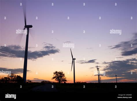 A Group Of Wind Turbines In West Texas Seen At Sunrise Stock Photo Alamy