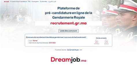 Concours De Recrutement Gendarmerie Royale Dreamjob Ma