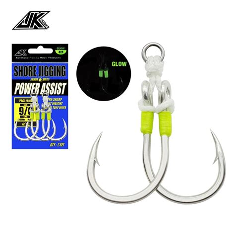 Jk Pacj Fishing Power Twin Assist Hooks Set 1 0 11 0 Luminous Heavy Jig