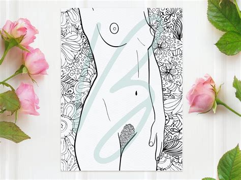 Mature Adult Coloring Page Nsfw Erotic Design Female Art Printable Coloring Page Digital