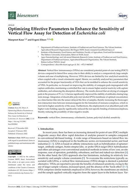 Pdf Optimizing Effective Parameters To Enhance The Sensitivity Of Vertical Flow Assay For