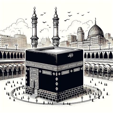 Vector Libre De La Santa Kaaba En La Meca Arabia Saudita Dibujo A Mano