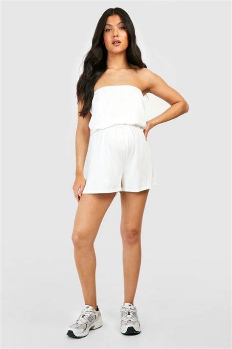 Maternity Bandeau Beach Playsuit Boohoo Uk