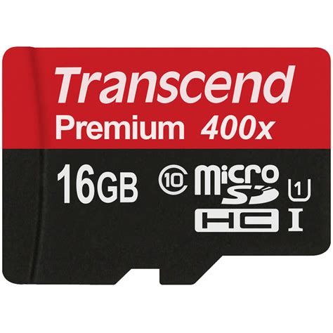 Transcend 16GB Premium MicroSDHC UHS I Memory Card TS16GUSDU1