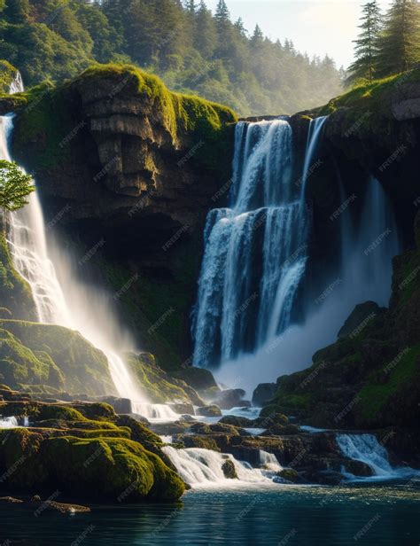 Premium AI Image | Beautiful Waterfalls landscape