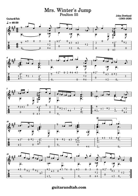 Mrs Winters Jump Classical Guitar Free Guitar Tabs