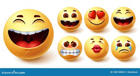 Emoji Smileys Creator Happy Vector Set Emojis Emoticon Character Kit