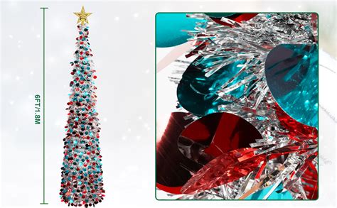 Amazon Quienkitch Ft Pop Up Christmas Tinsel Tree Collapsible