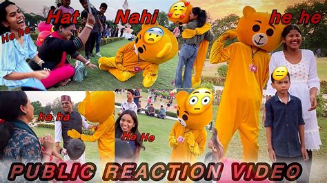 Teddy Bear Prank😂 In Public Reaction😍 Crazy Reaction Of Girls Youtube