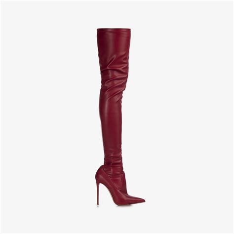 Botte Au Dessus Du Genou Cuir Vegan Rouge Le Silla