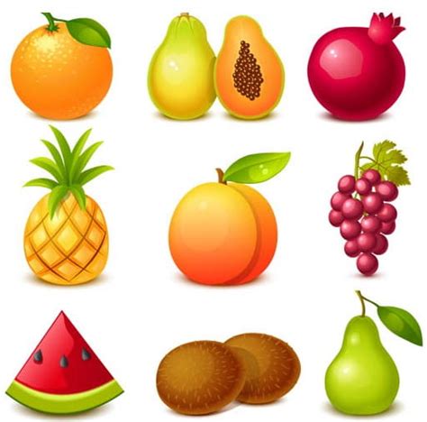 Different Shiny Fruits Set Vector Ai Uidownload