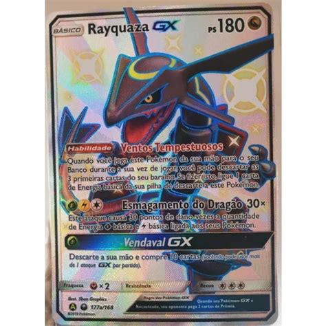 Carta Pokémon Rayquaza gx Shiny Português copag Brinde em Promoção