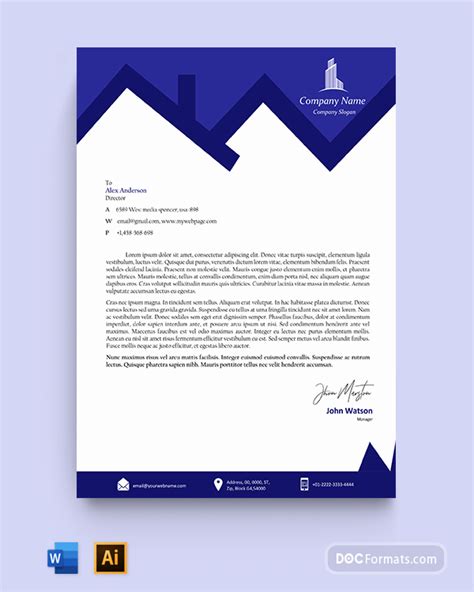 Blue House Design Real Estate Letterhead Template Doc Formats