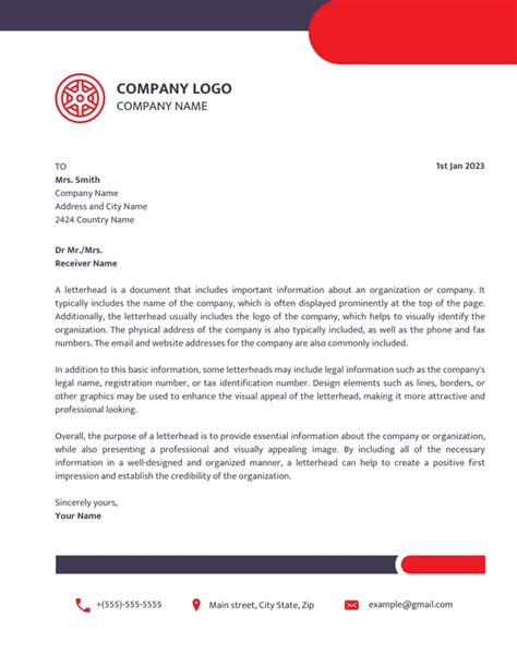 White Red And Purple Modern Company Letterhead Template Venngage