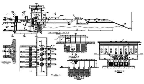 Longitudinal Section Of Drainage Pumping Station In Autocad D Drawing