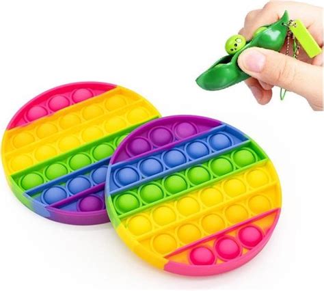 Fidget Toys Pakket 2x Pop It Pea Popper Regenboog Bol