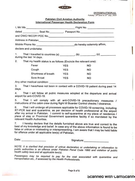 International Passenger Health Declaration Form English Pdf