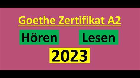 Goethe Zertifikat A H Ren Lesen Modelltest Mit L Sung Am Ende