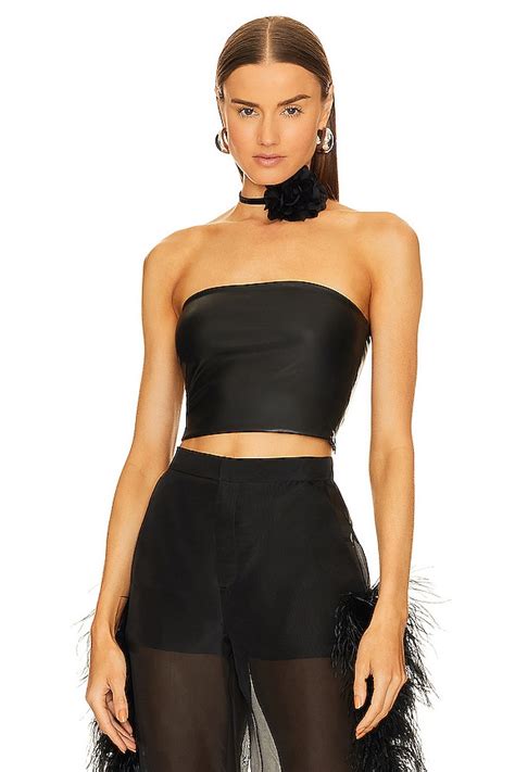 Lapointe Stretch Faux Leather Tube Top In Black Revolve