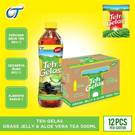 Teh Gelas Pet Grass Jelly Dan Aloe Vera Tea Ml Pcs Lazada