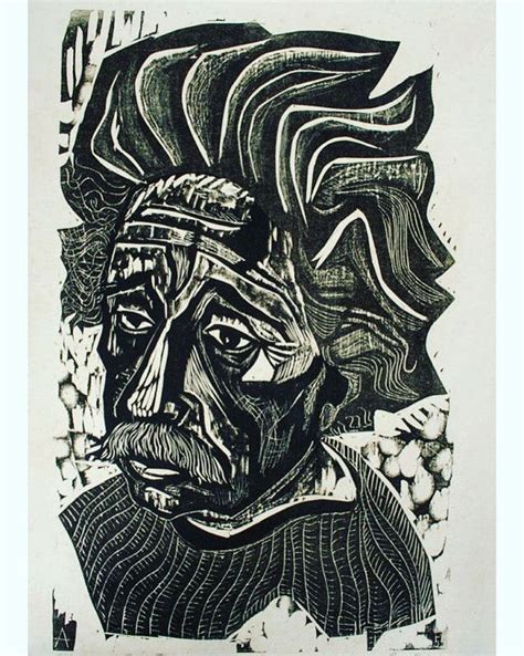 Einstein Woodblock Print By Amen Circa 1955 By Recaprestorations Lino