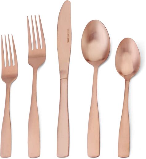 Amazon Matte Rose Gold Silverware Set Piece Stainless Steel