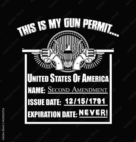 This Is My Gun Permit 2nd Amendment T Shirt Design Usa Stock Vector