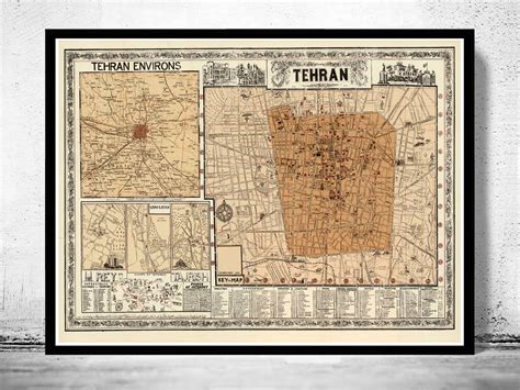 Old Map of Tehran Iran 1959 Vintage Map Wall Map Print - VINTAGE MAPS ...